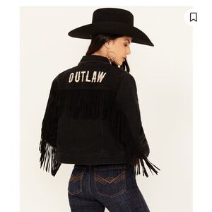 Idyllwind Black Denim Fringe Outlaw Jacket